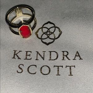Kendra Scott Elyse Cocktail Ring - Gold/Red (sz 7)